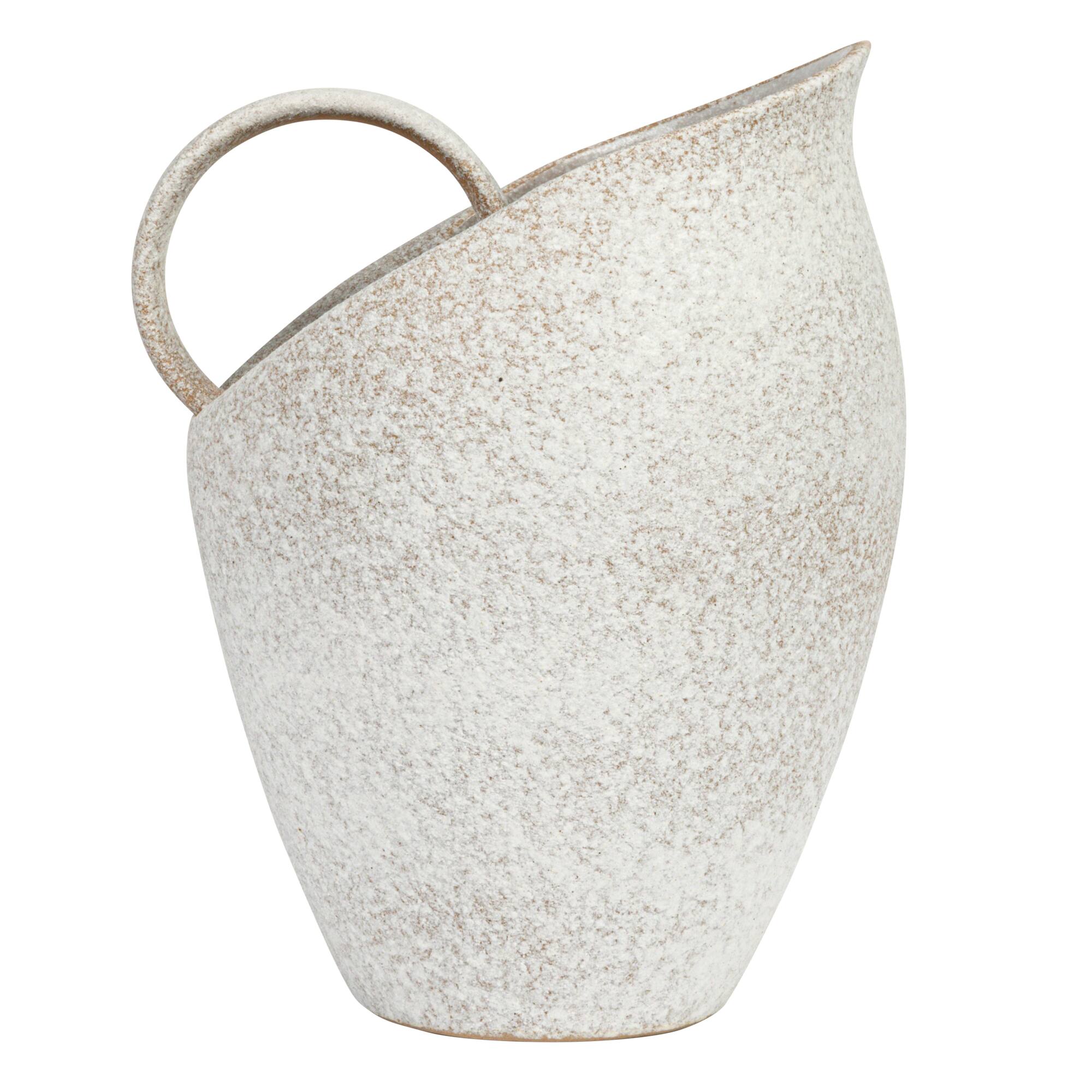 Hello Honey® 9" White Textured Stoneware Pitcher in Reactive Glaze